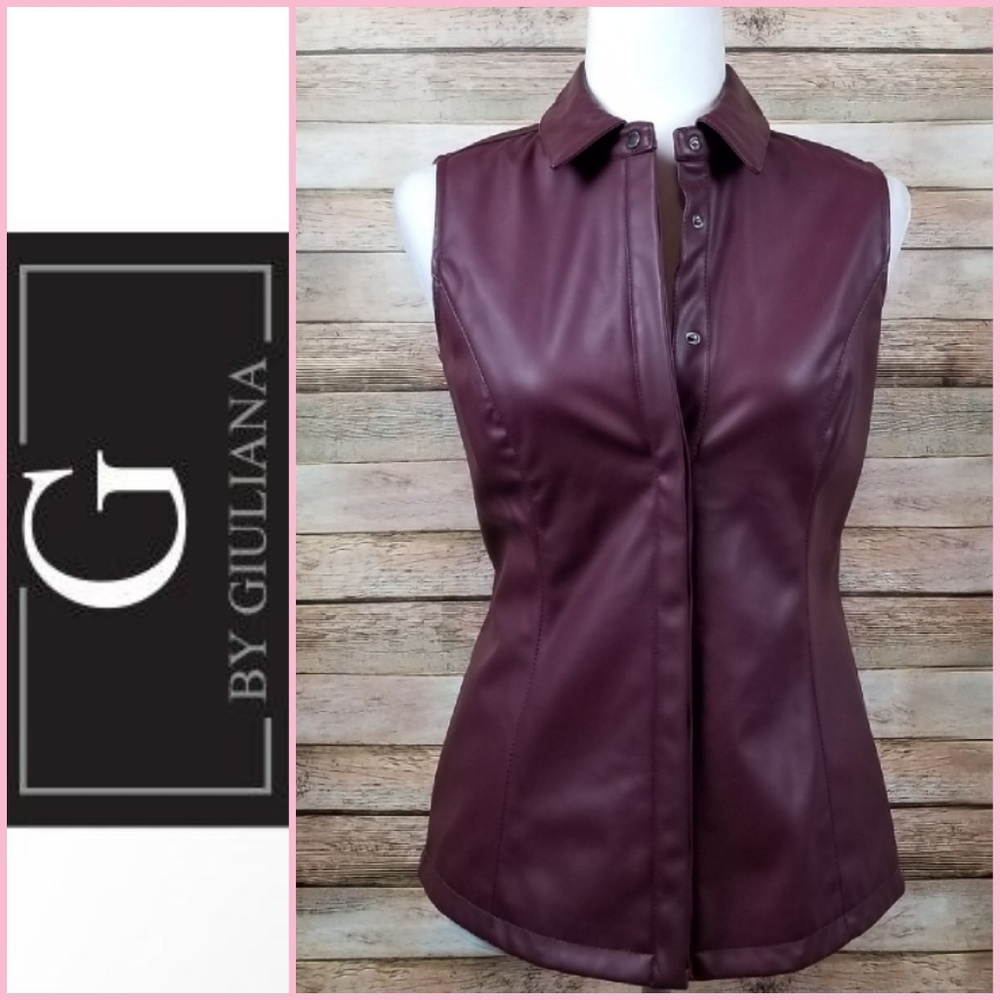 NEW G by Giuliana Rancic Faux Leather Vest